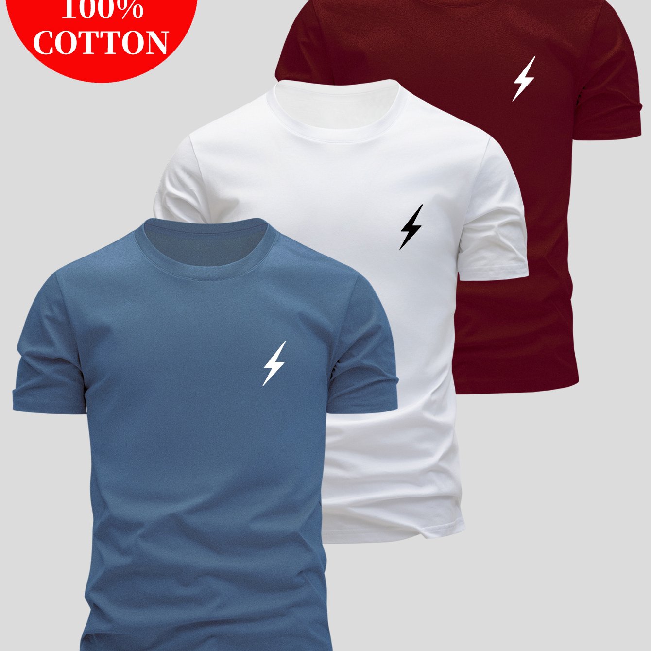Lot de 3 t-shirt 100% coton du XS au 3XL