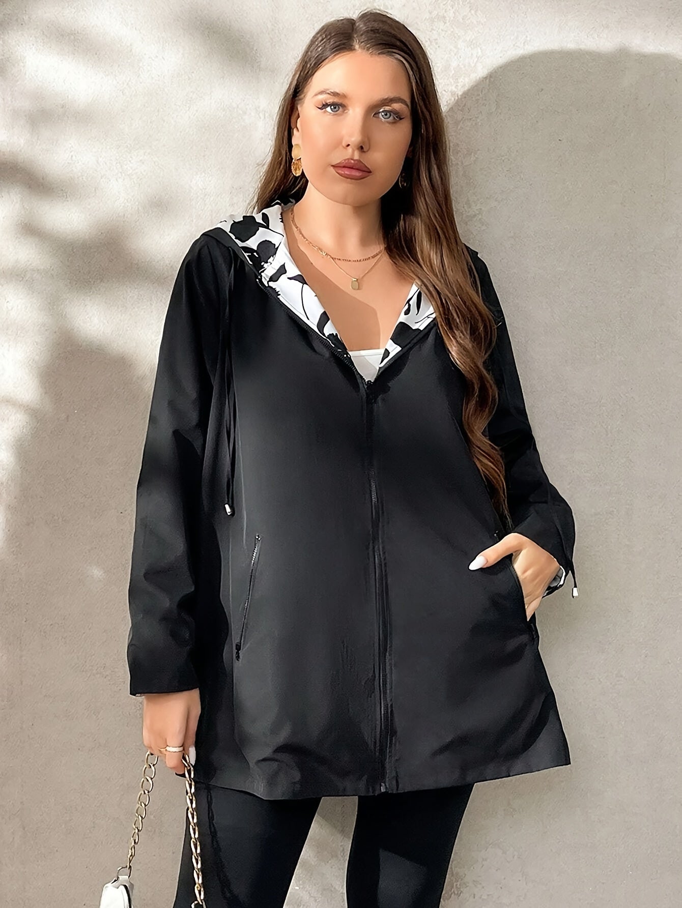 Manteau réversible à fermeture éclair grande taille du 0XL au 5XL