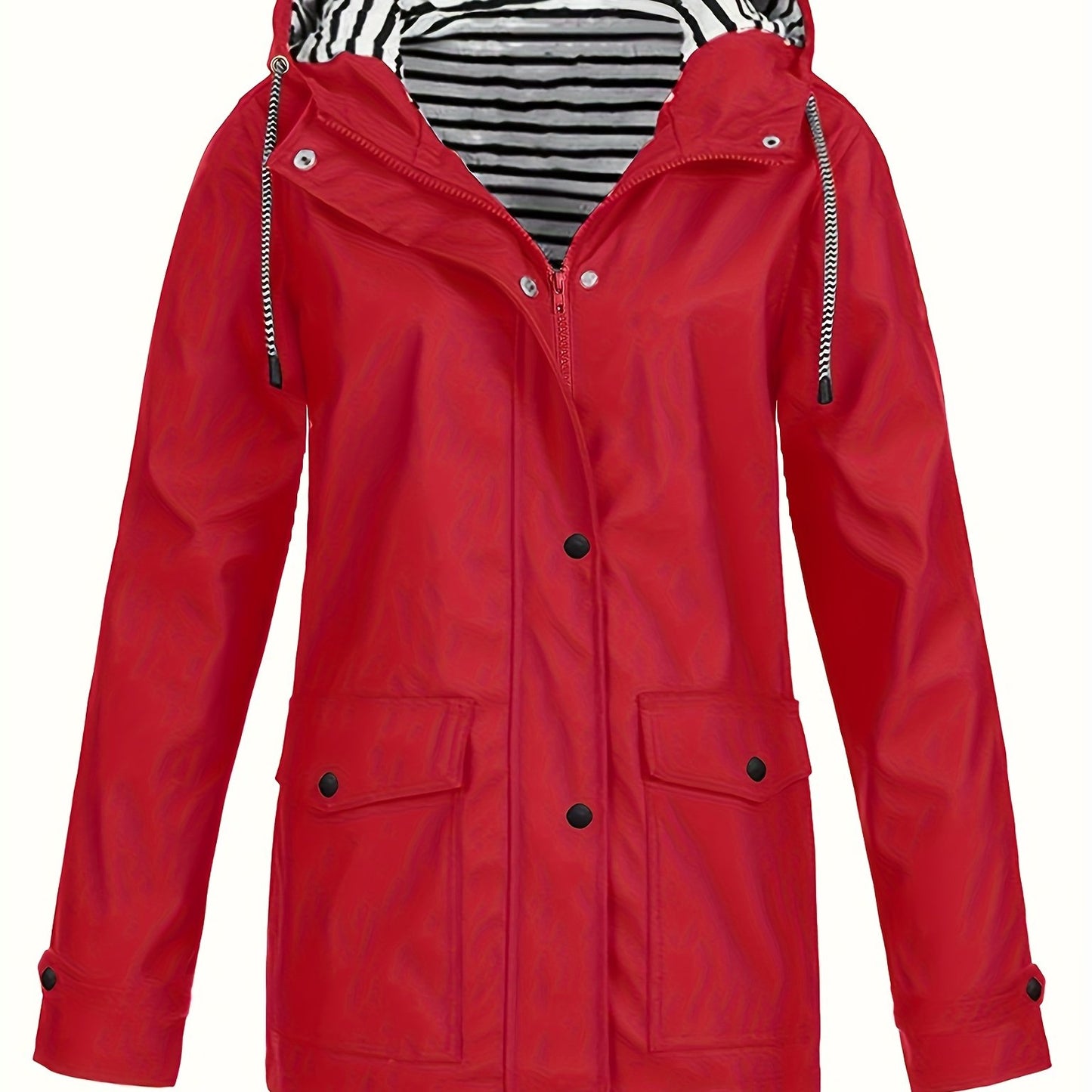 Veste longue à capuche rayée coupe vent femmes du 0XL au 5XL
