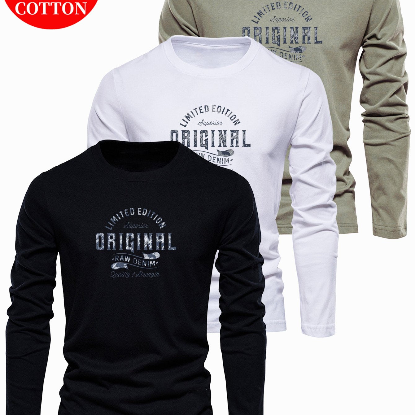 Lot de 3 t-shirts 100% coton du XS au 3XL MAEJORKEN