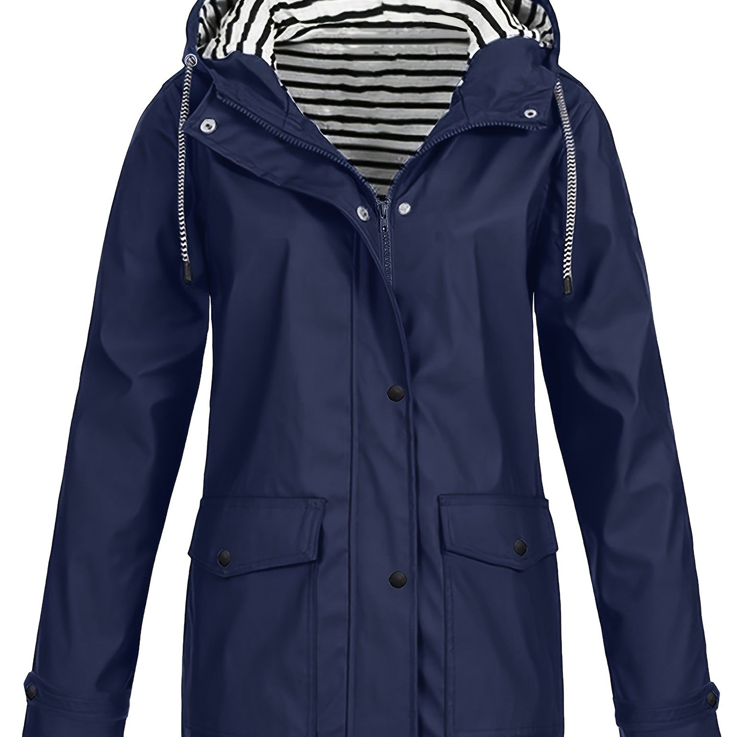 Veste longue à capuche rayée coupe vent femmes du 0XL au 5XL