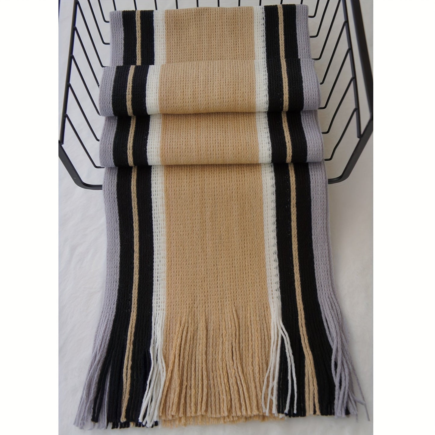 Echarpe élégante en tricot rayé - acrylique chaud MAEJORKEN