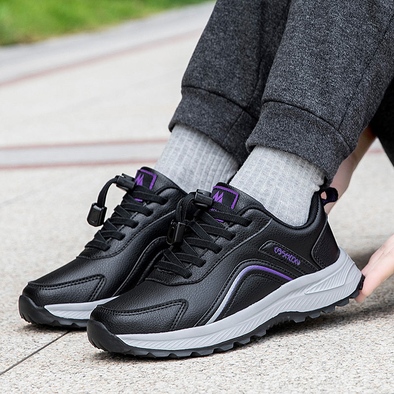 Women'S Non-Slip Walking Shoes - Slip-Resistant Rubber Sole, Cushioned TPR Outsole, Lace-Up Closure - All-Season Elderly Shoes for Seniors, Everyday & Formal Events - PU Synthetic Cover Upper - Non-Slip Grip for Stability & S MAEJORKEN