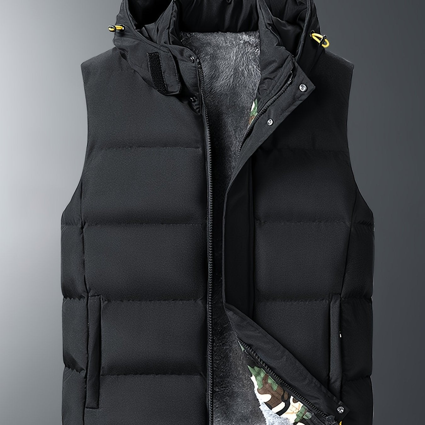 Gilet sans manches à capuche doublé polaire grande taille du 4XL au 7XL MAEJORKEN
