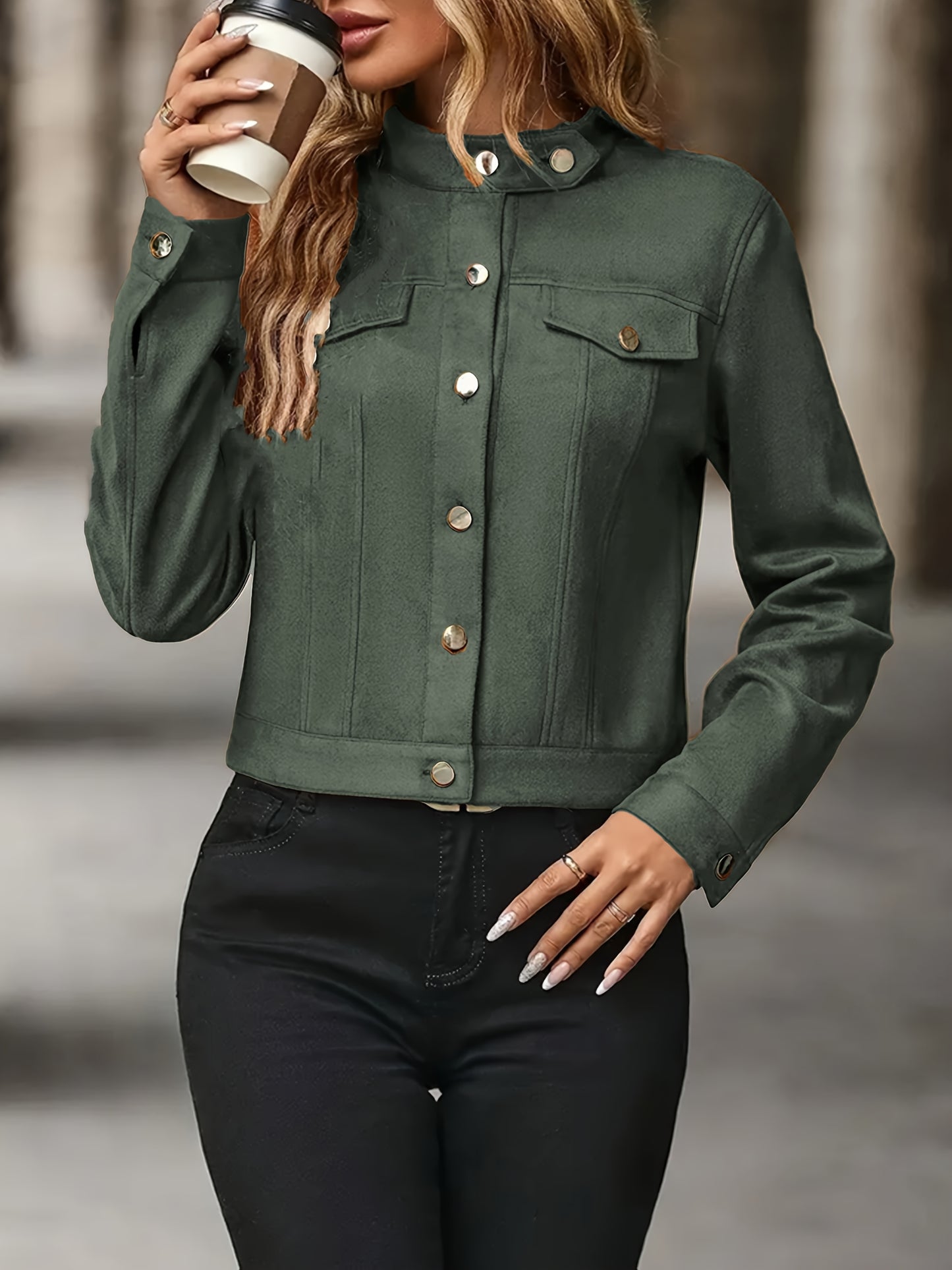 Veste en daim à manches longues d inspiration vintage du S au 2XL