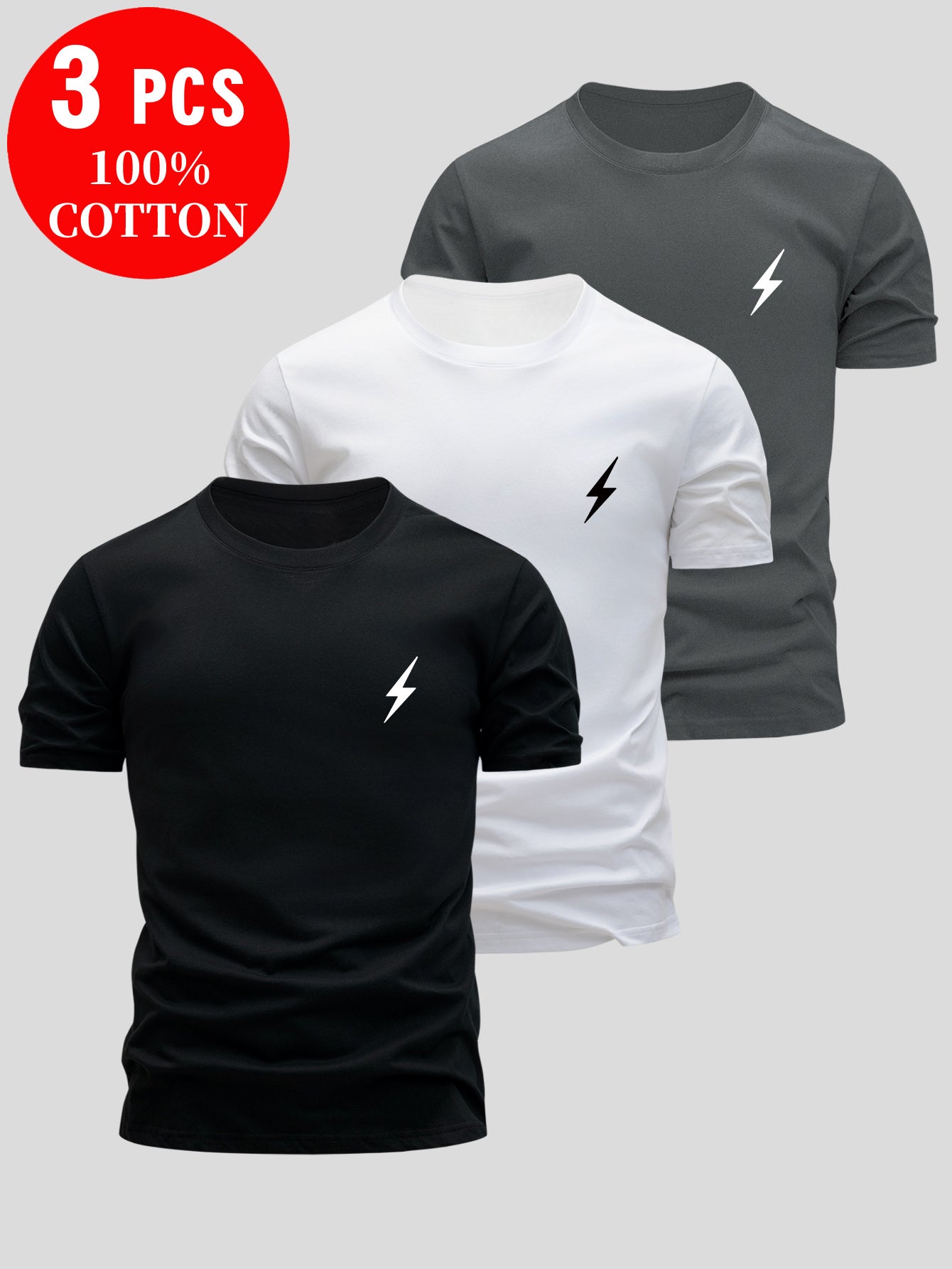 Lot de 3 t-shirt 100% coton du XS au 3XL