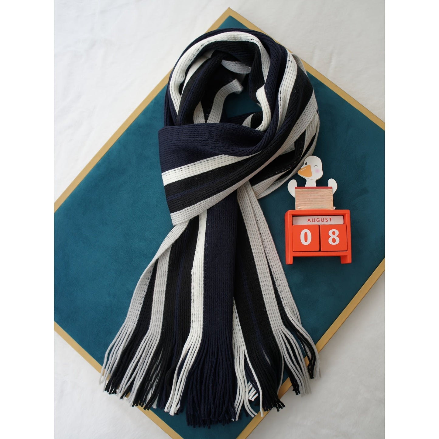 Echarpe élégante en tricot rayé - acrylique chaud MAEJORKEN