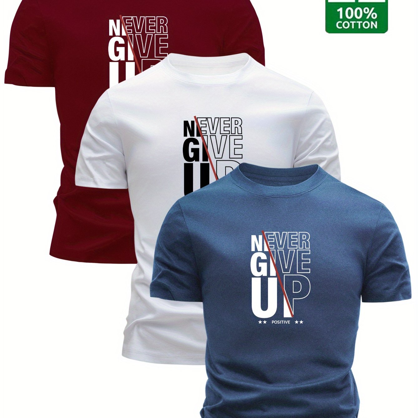 Lot de 3 t-shirts 100% coton du XS au 3XL