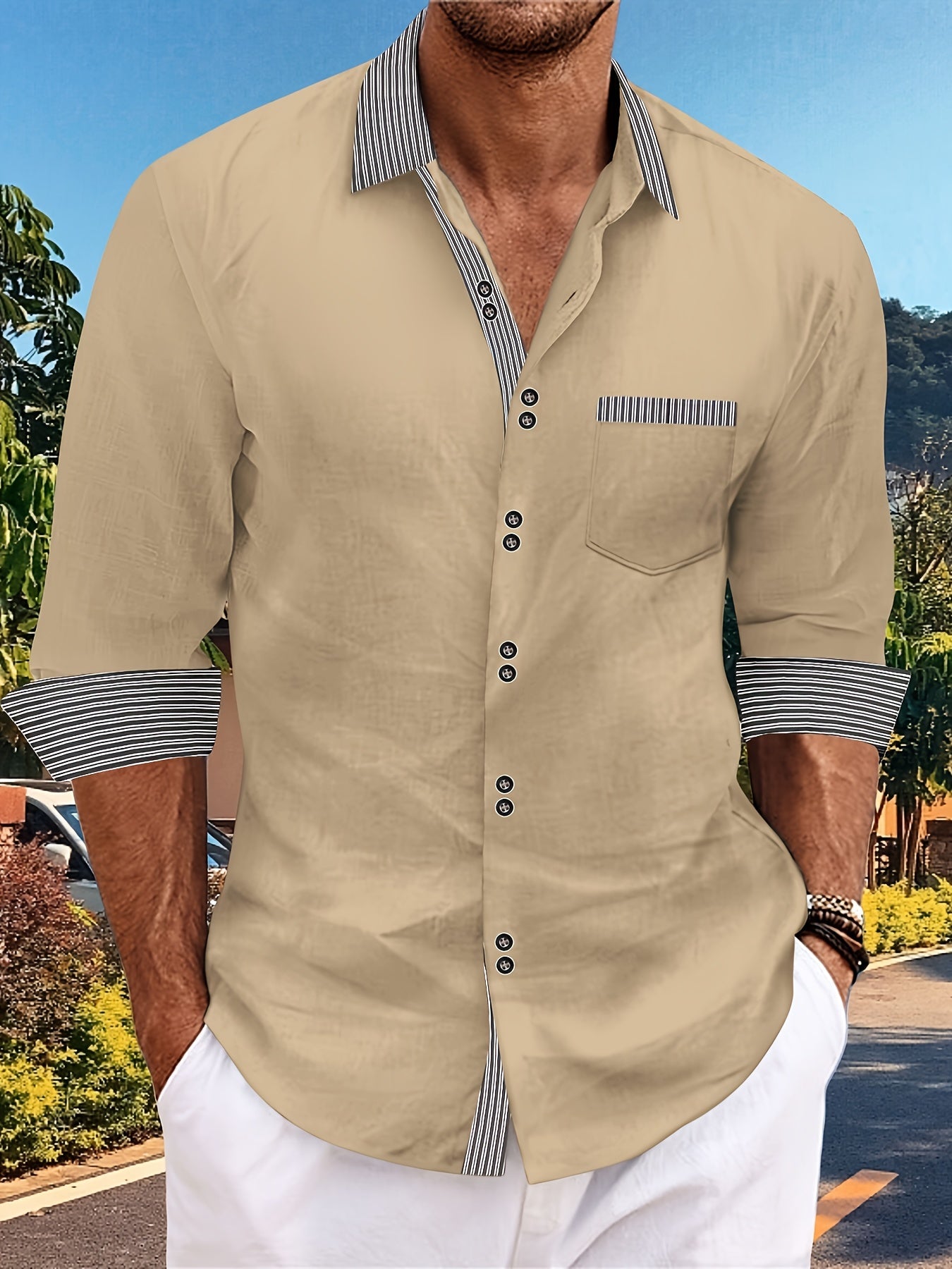 Chemise à manches longues 100 % coton du S au 3XL MAEJORKEN