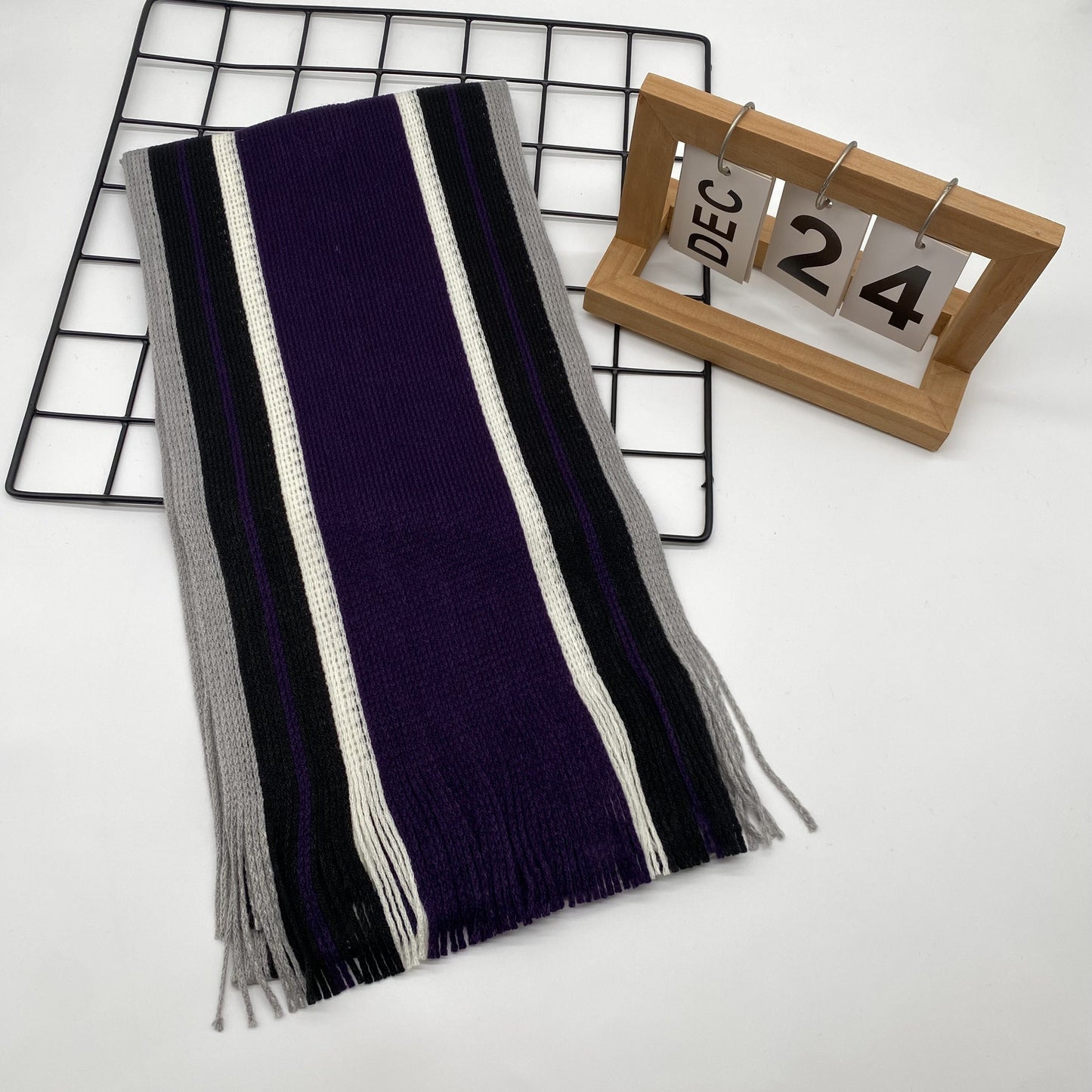 Echarpe élégante en tricot rayé - acrylique chaud MAEJORKEN