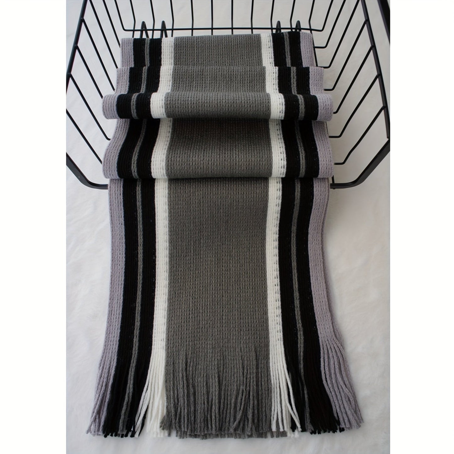 Echarpe élégante en tricot rayé - acrylique chaud MAEJORKEN