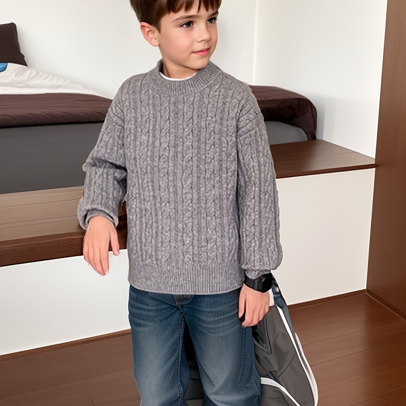 Pull à col rond et épais garçons du 5 au 15 ans MAEJORKEN