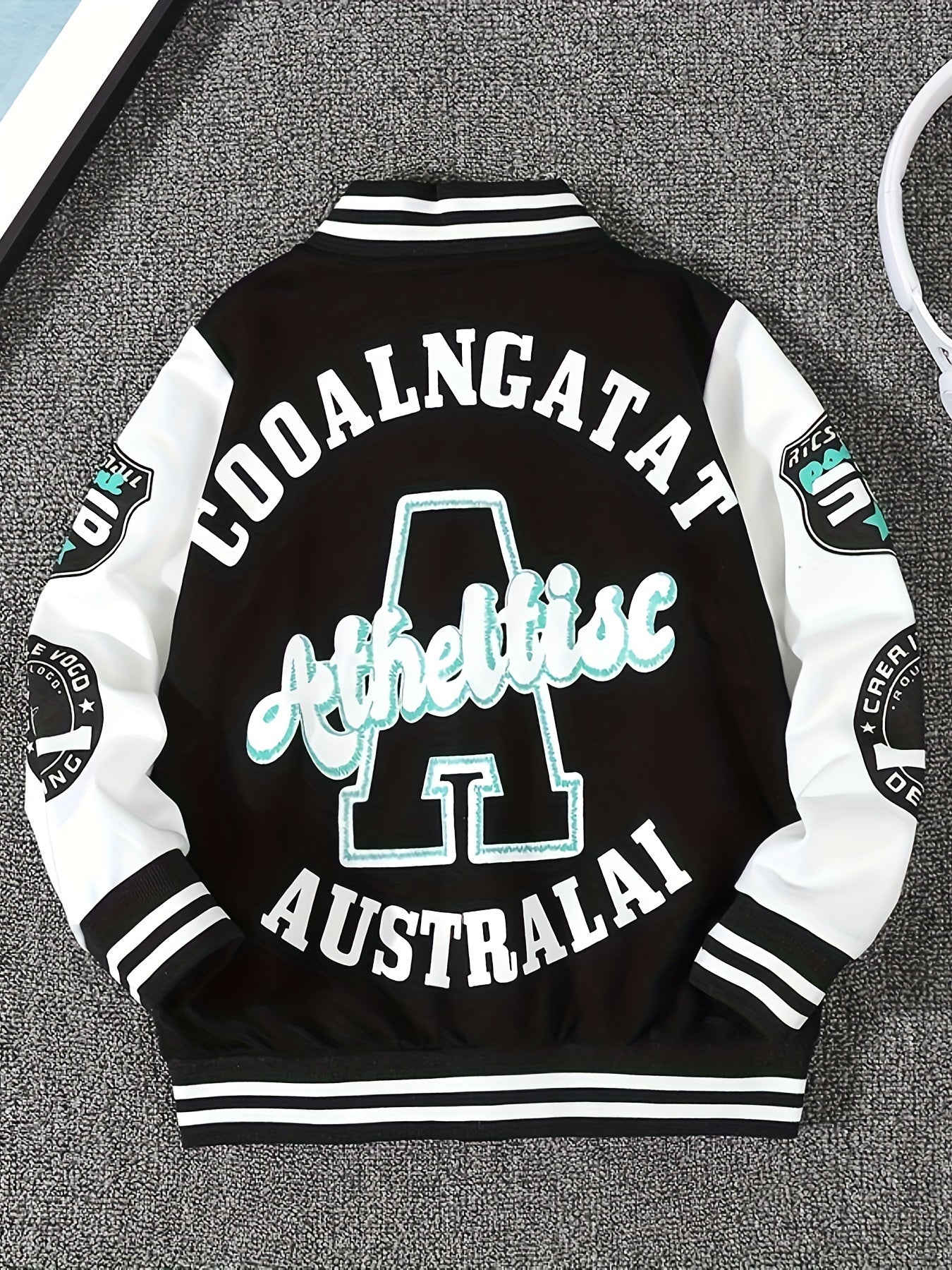 Veste de baseball garçons noir et blanc boutonnage devant du 4 au 13 ans