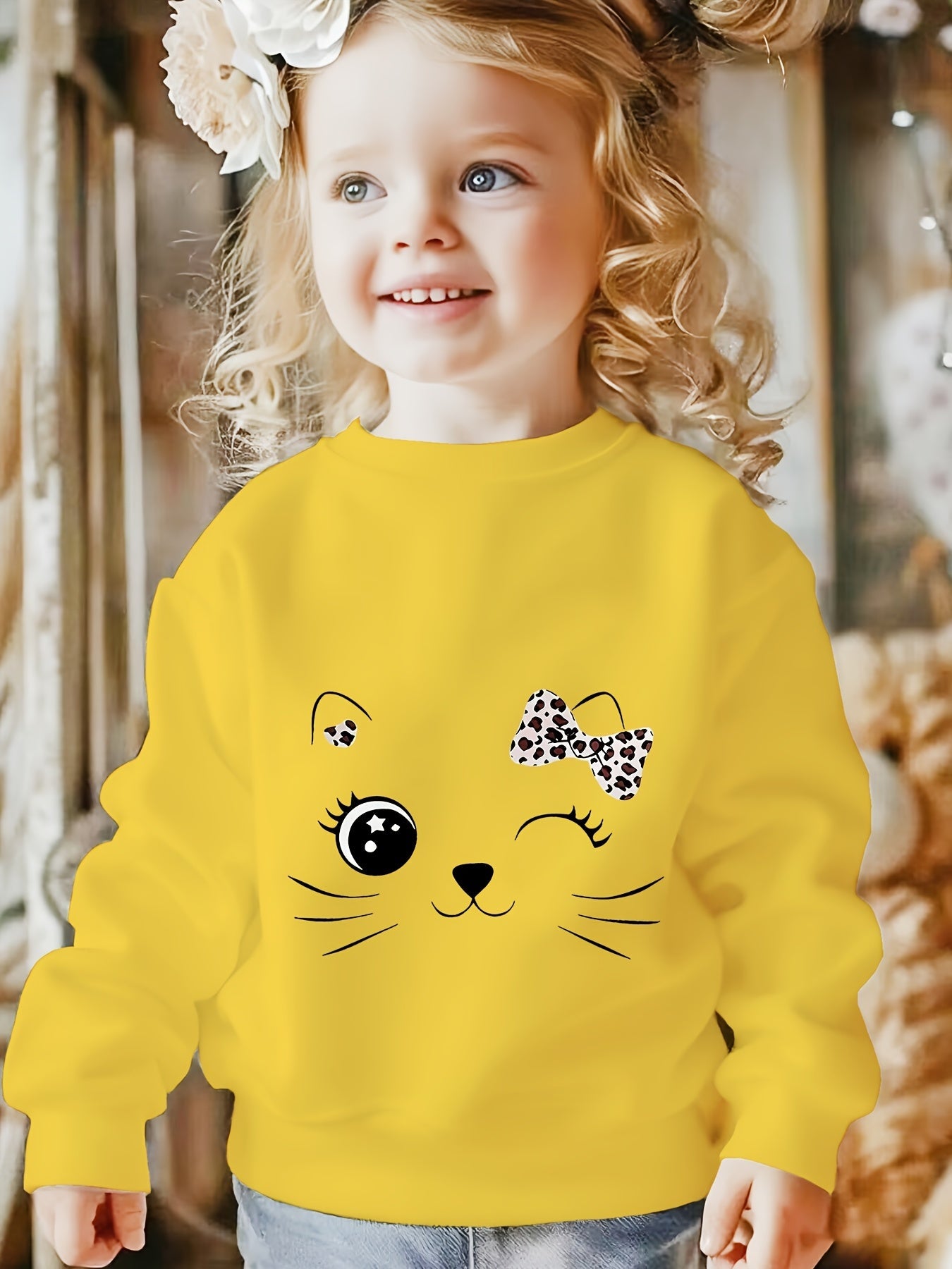 Sweat pour filles imprimé chat du 1 an au 8 ans MAEJORKEN