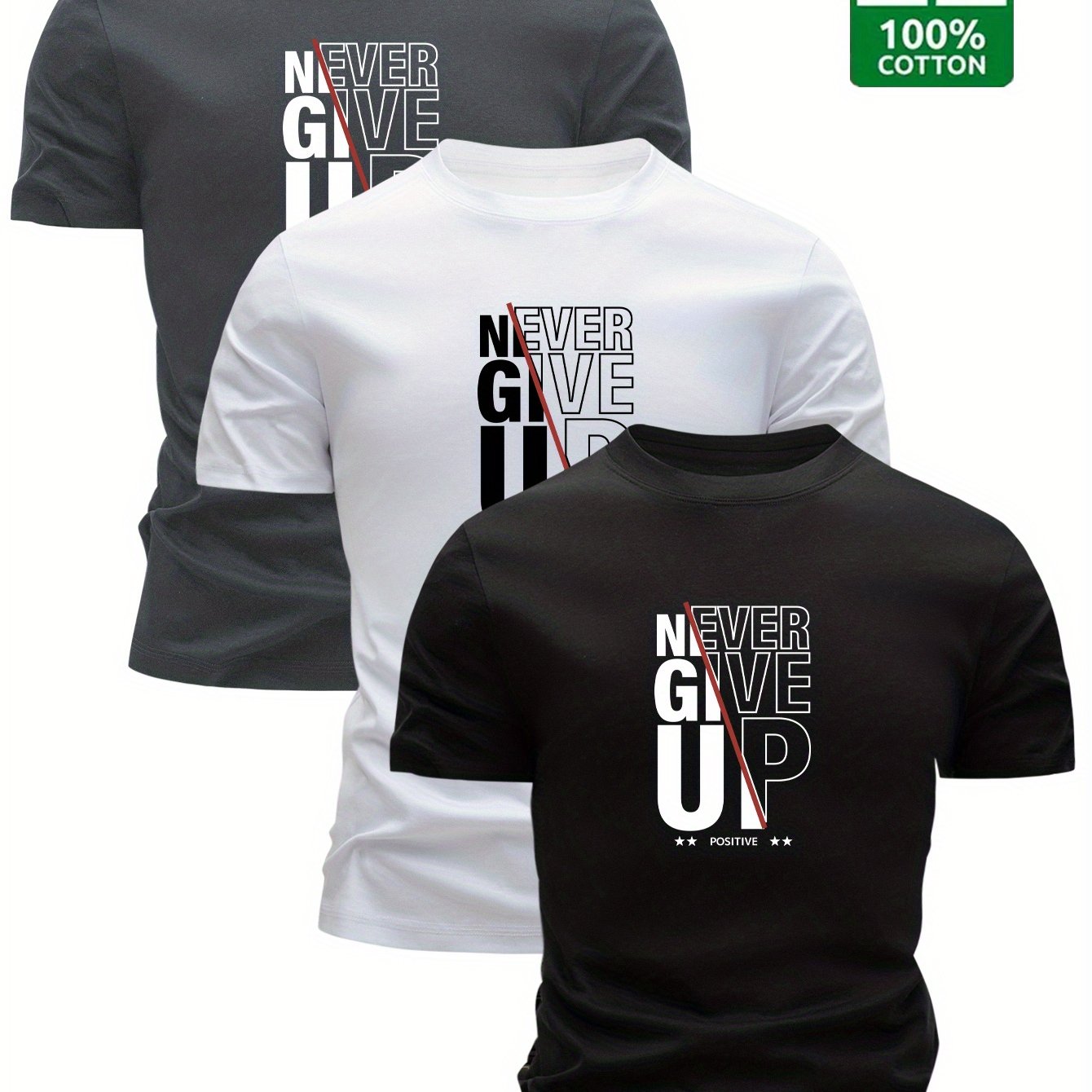 Lot de 3 t-shirts 100% coton du XS au 3XL MAEJORKEN