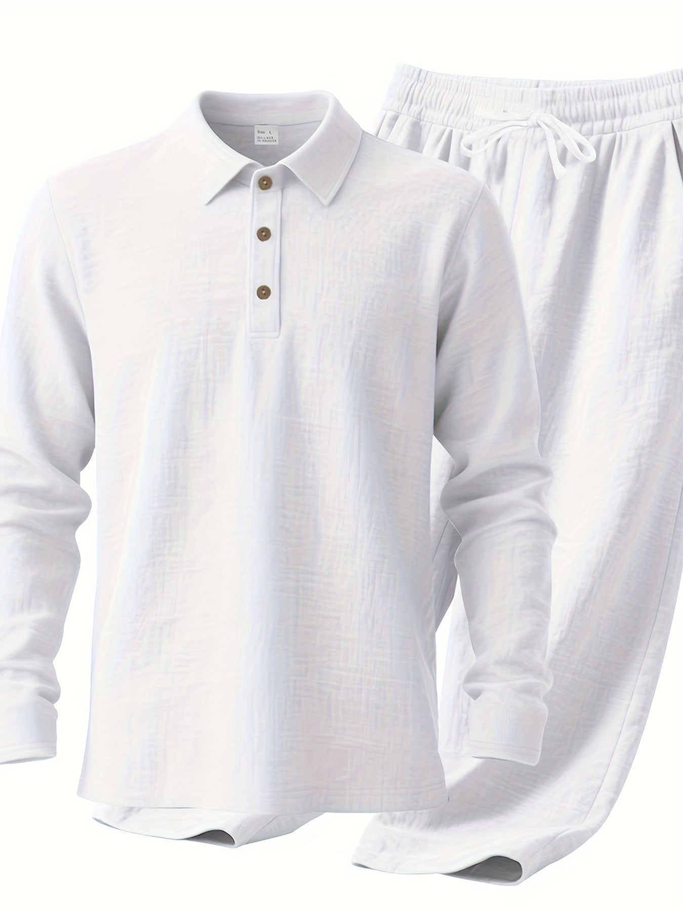 Ensemble pantalon large et polo à manches longues en lin du S au 3XL MAEJORKEN