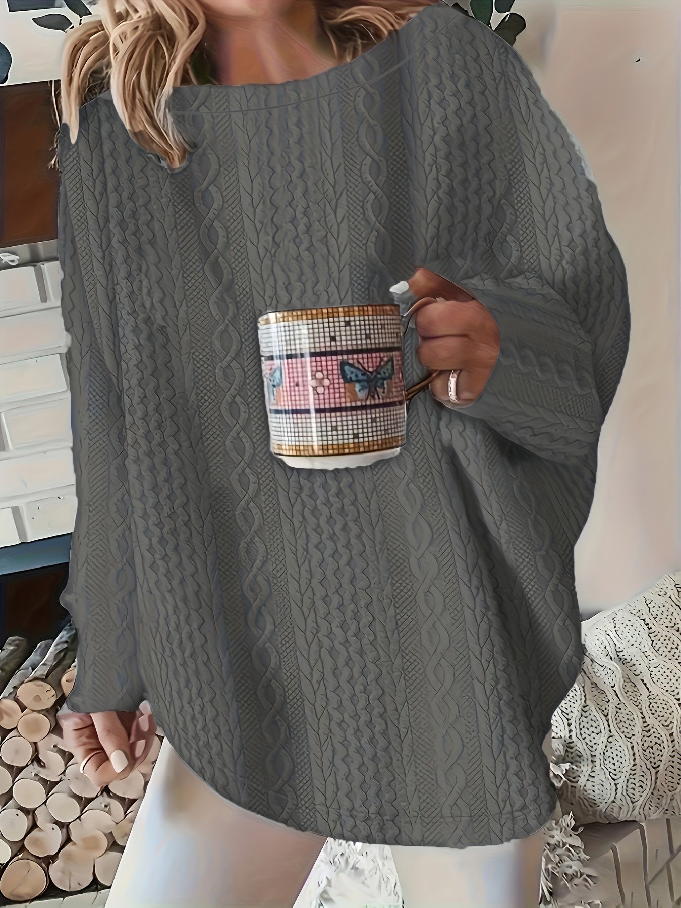 Pull à col rond de couleur unie 1XL au 5XL