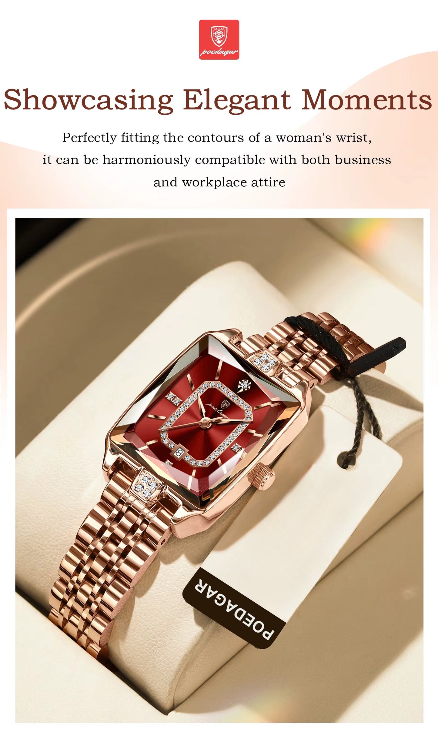 Montre à quartz élégante en acier inoxydable avec cadran lumineux ( coffret non inclus ) MAEJORKEN
