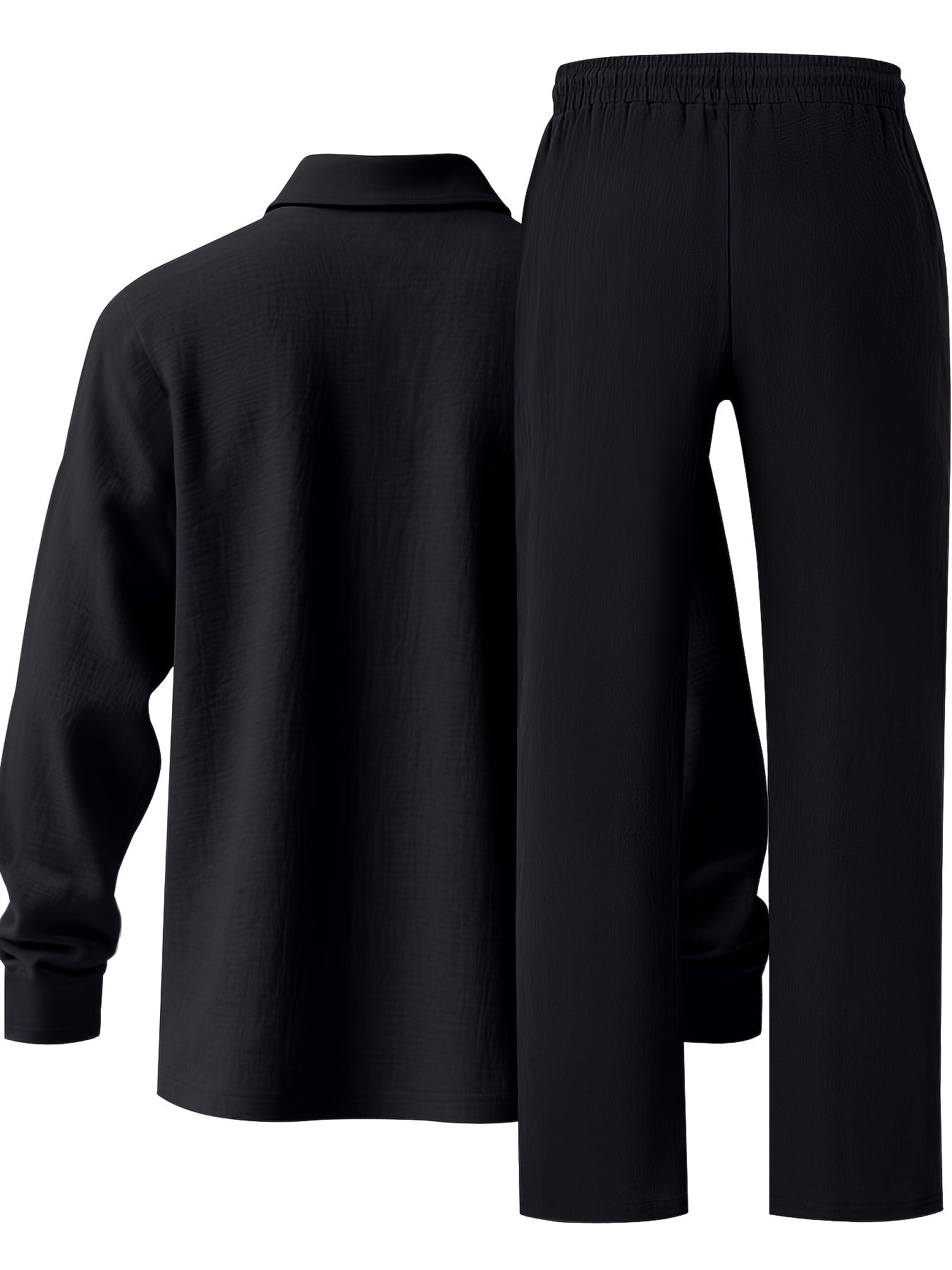 Ensemble pantalon large et polo à manches longues en lin du S au 3XL MAEJORKEN
