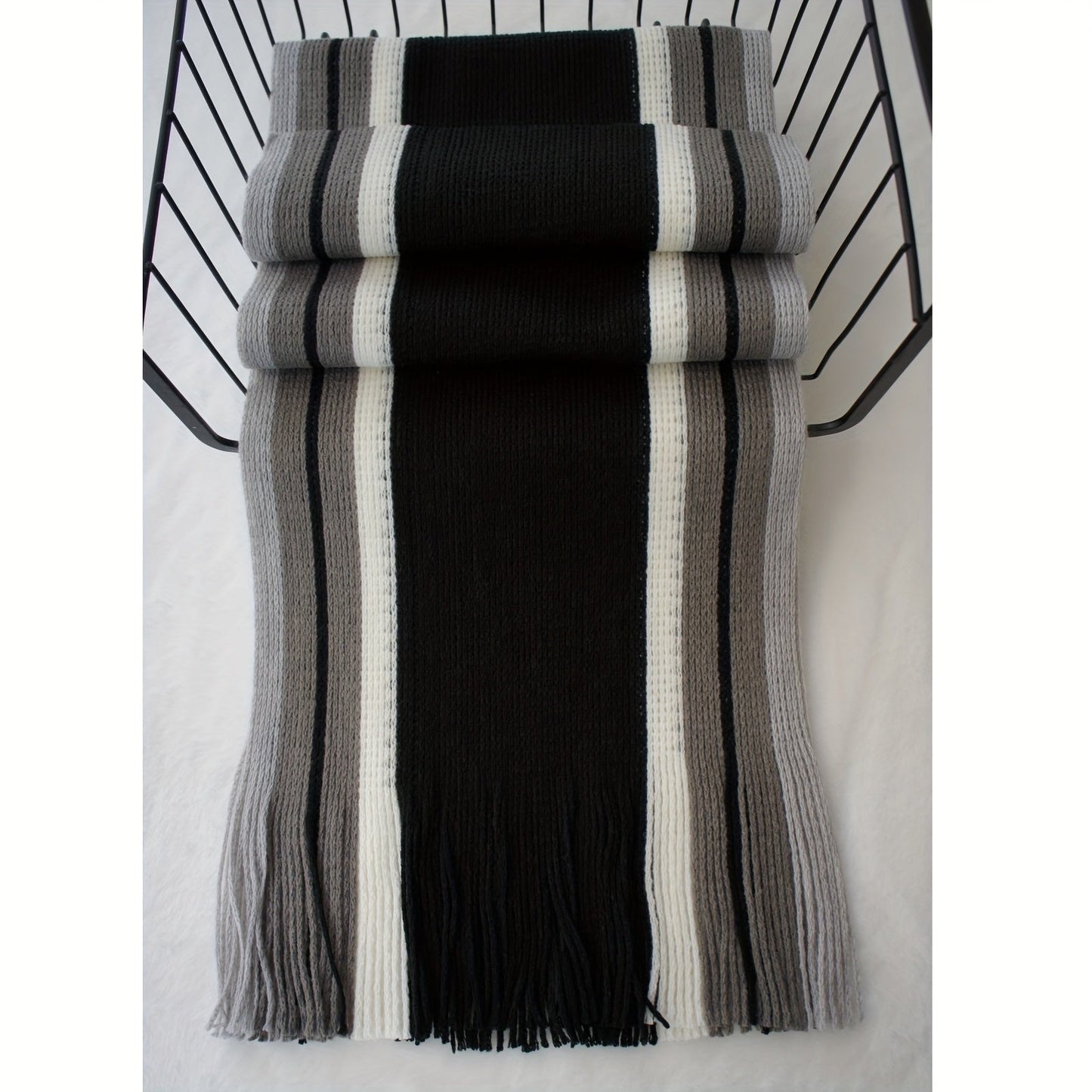 Echarpe élégante en tricot rayé - acrylique chaud MAEJORKEN