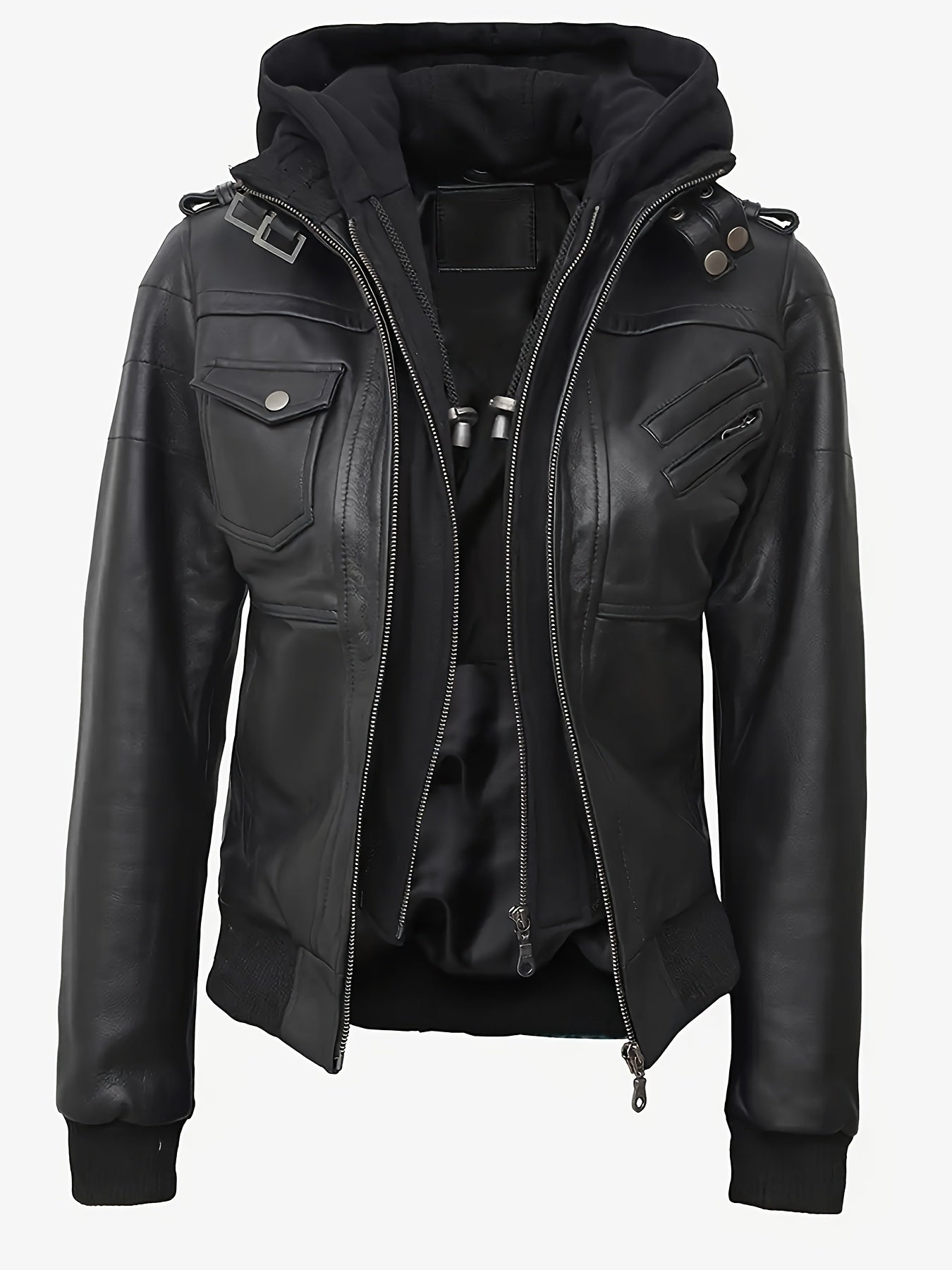 Blouson en cuir zippé élégant pour femmes du S au 2XL MAEJORKEN