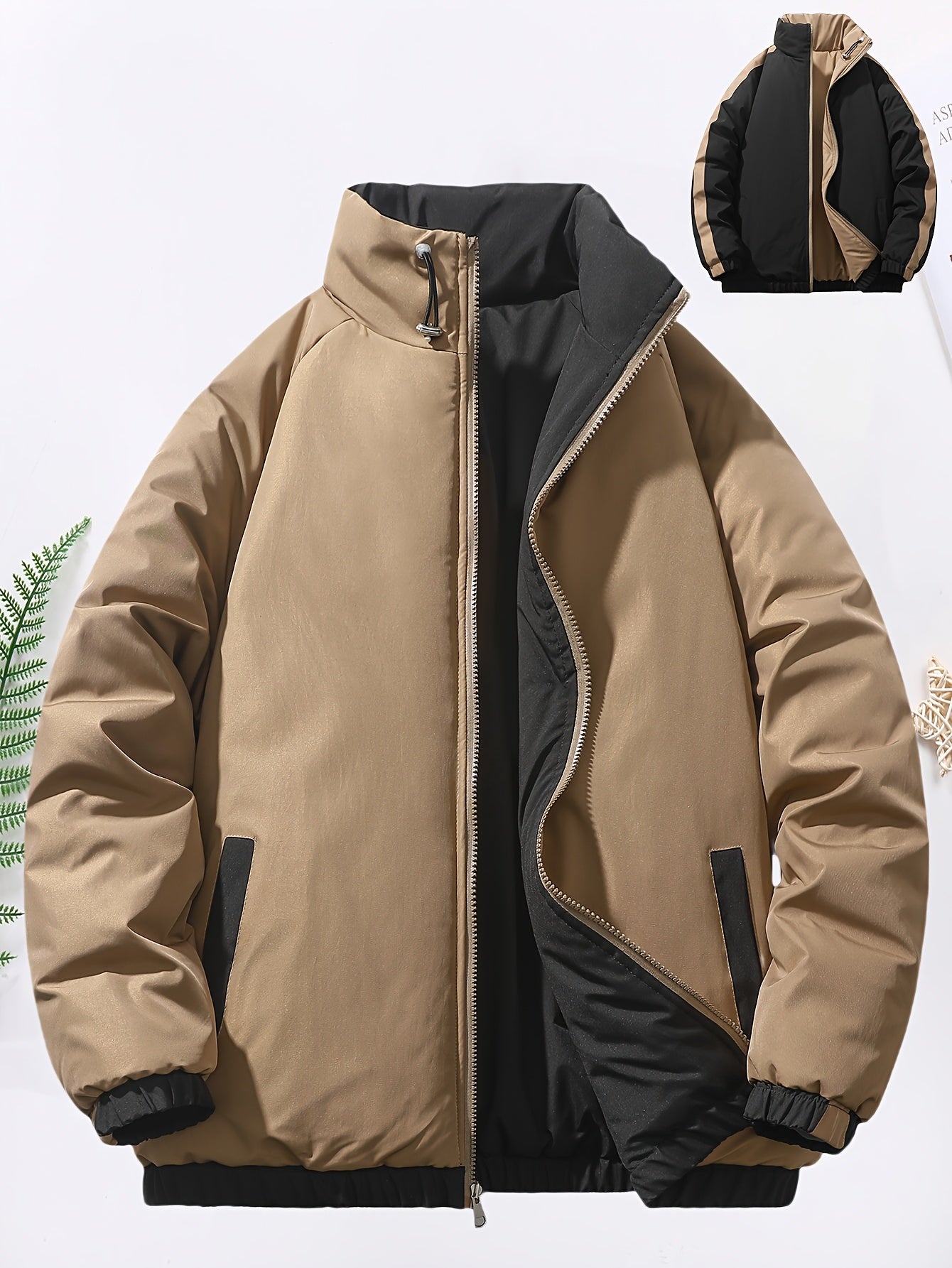 Blouson chaud réversible dotée de fermetures éclair de poignets élastiques et de poches inclinées du S au 3XL MAEJORKEN