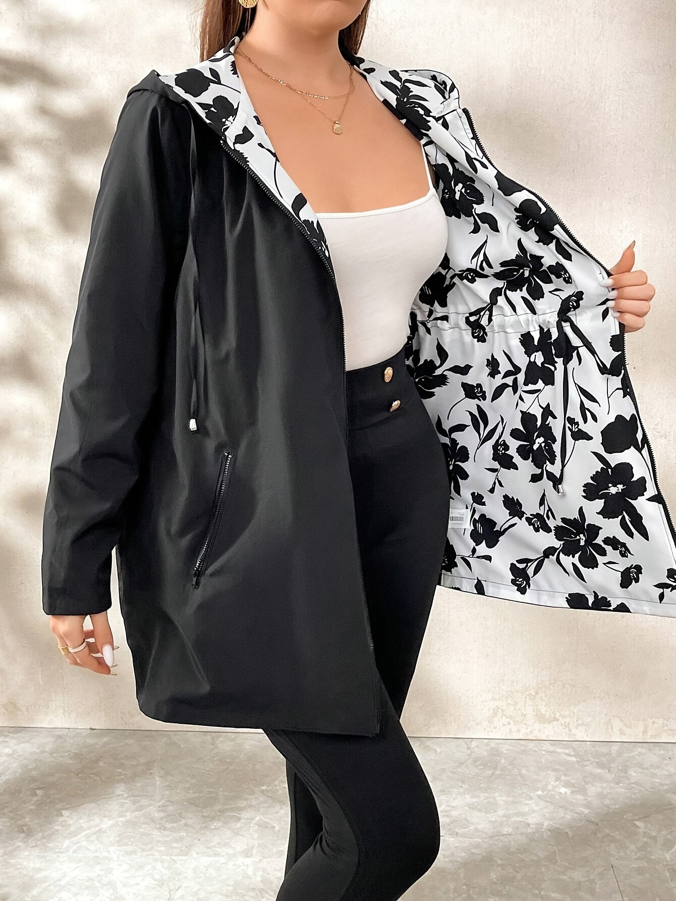 Manteau réversible à fermeture éclair grande taille du 0XL au 5XL