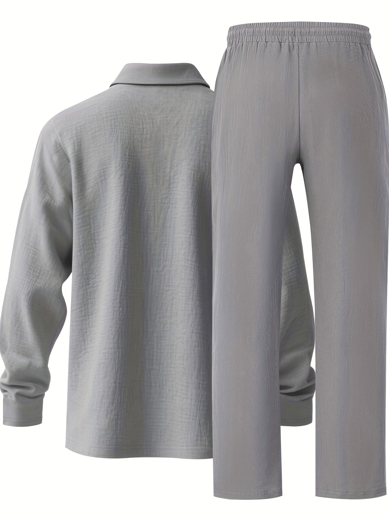 Ensemble pantalon large et polo à manches longues en lin du S au 3XL MAEJORKEN