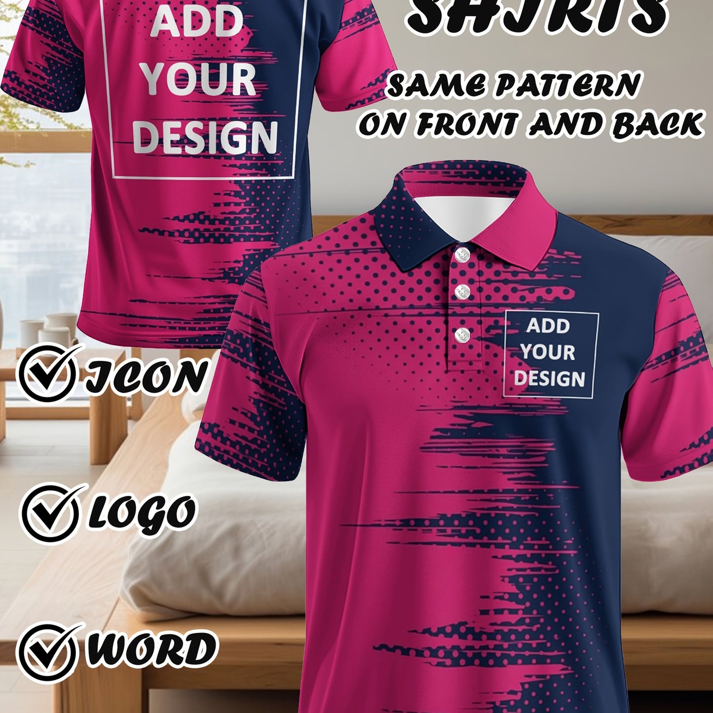 Polo personnalisé logo / texte / image du S au 2XL