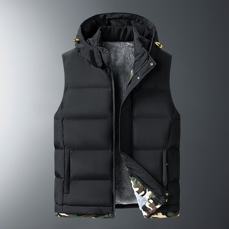 Gilet sans manches à capuche doublé polaire grande taille du 4XL au 7XL MAEJORKEN