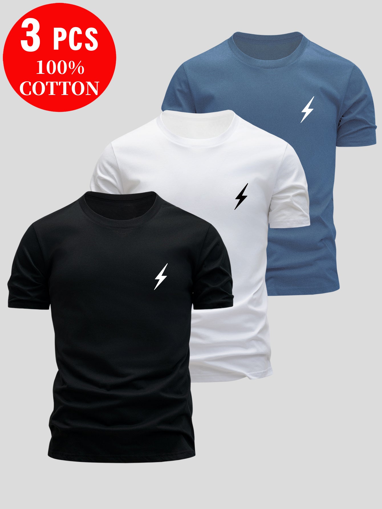 Lot de 3 t-shirt 100% coton du XS au 3XL