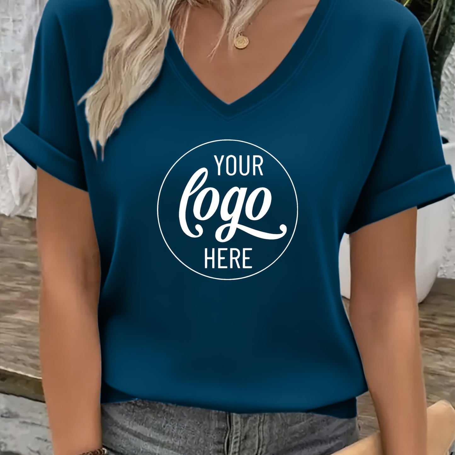 T-shirt décontracté personnalisable à col en V du S au 2XL