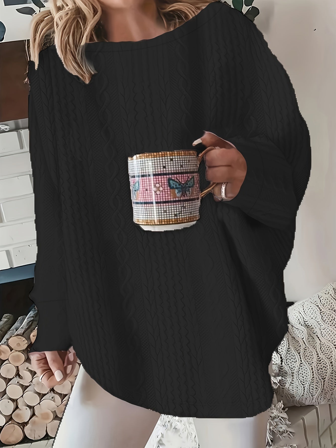 Pull à col rond de couleur unie 1XL au 5XL
