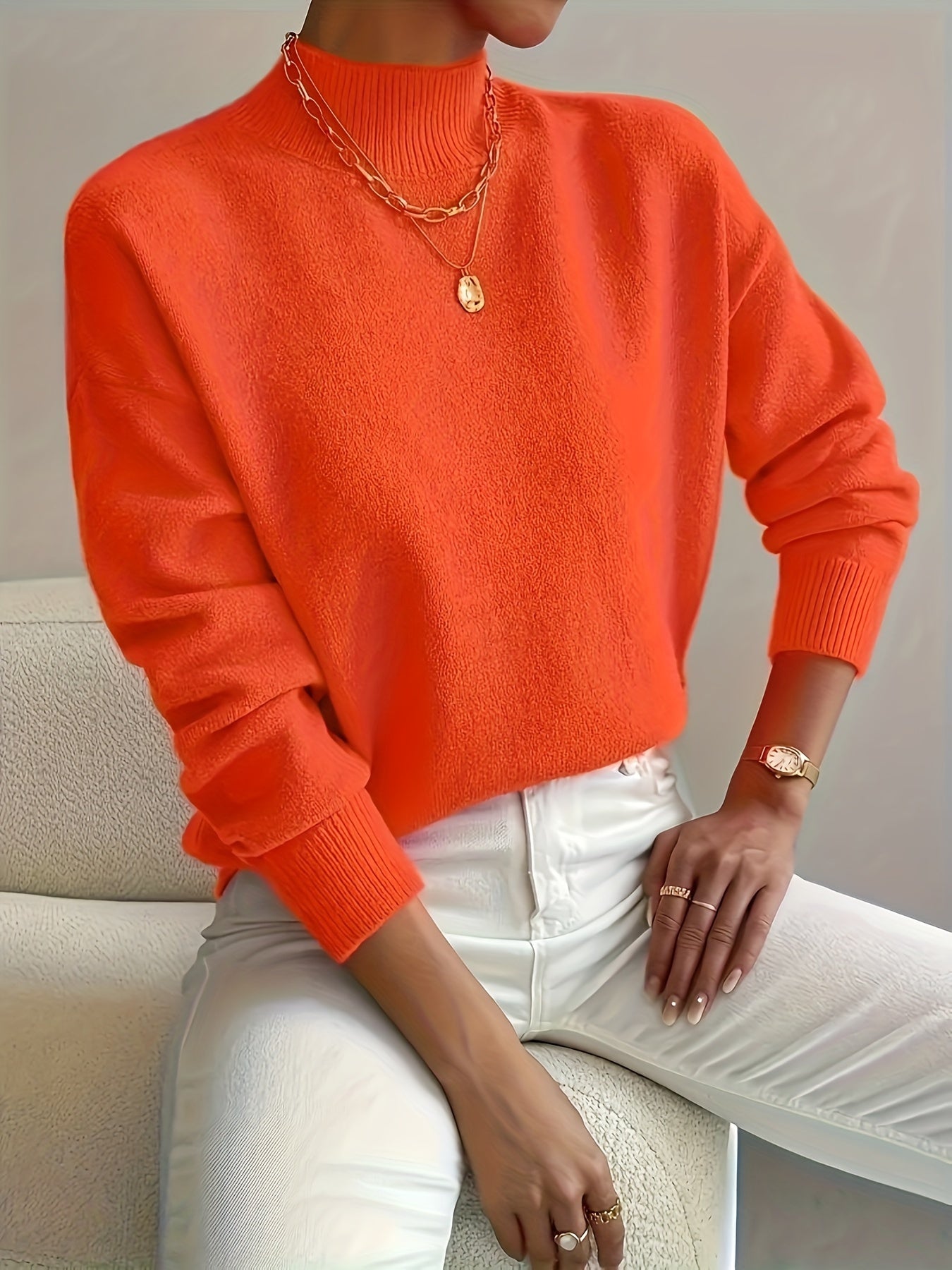 Pull en tricot à col montant grande taille du XL au 5XL MAEJORKEN