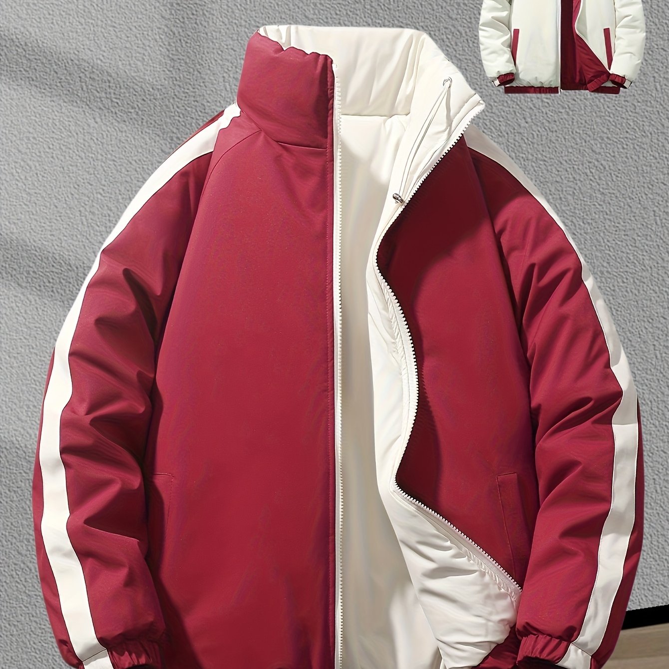 Blouson chaud réversible dotée de fermetures éclair de poignets élastiques et de poches inclinées du S au 3XL MAEJORKEN