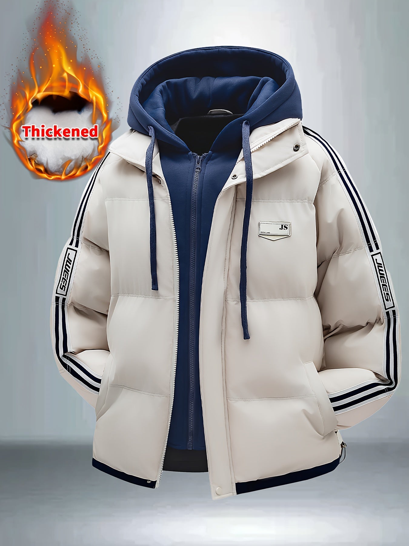 Blouson à capuche épais avec fermeture à glissière du S au 2XL MAEJORKEN