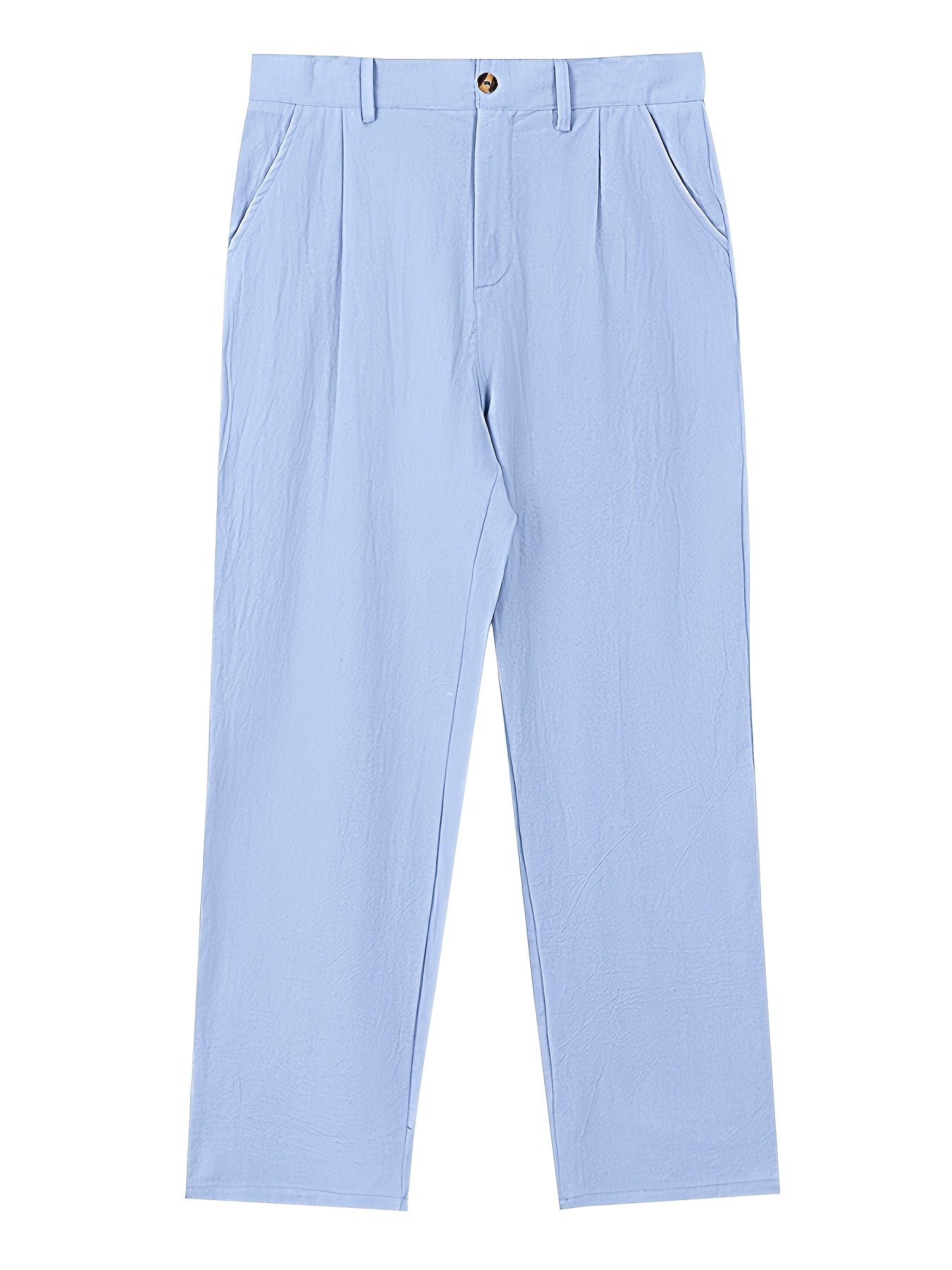 Men's Linen Suit Pants - Heavy-Duty Non-Stretch All-Season Business & Formal Wear, Light Business Casual Dress Trousers with White Piping (Matching Jacket Required), Versatile for Weddings & Office - Ideal Gift MAEJORKEN