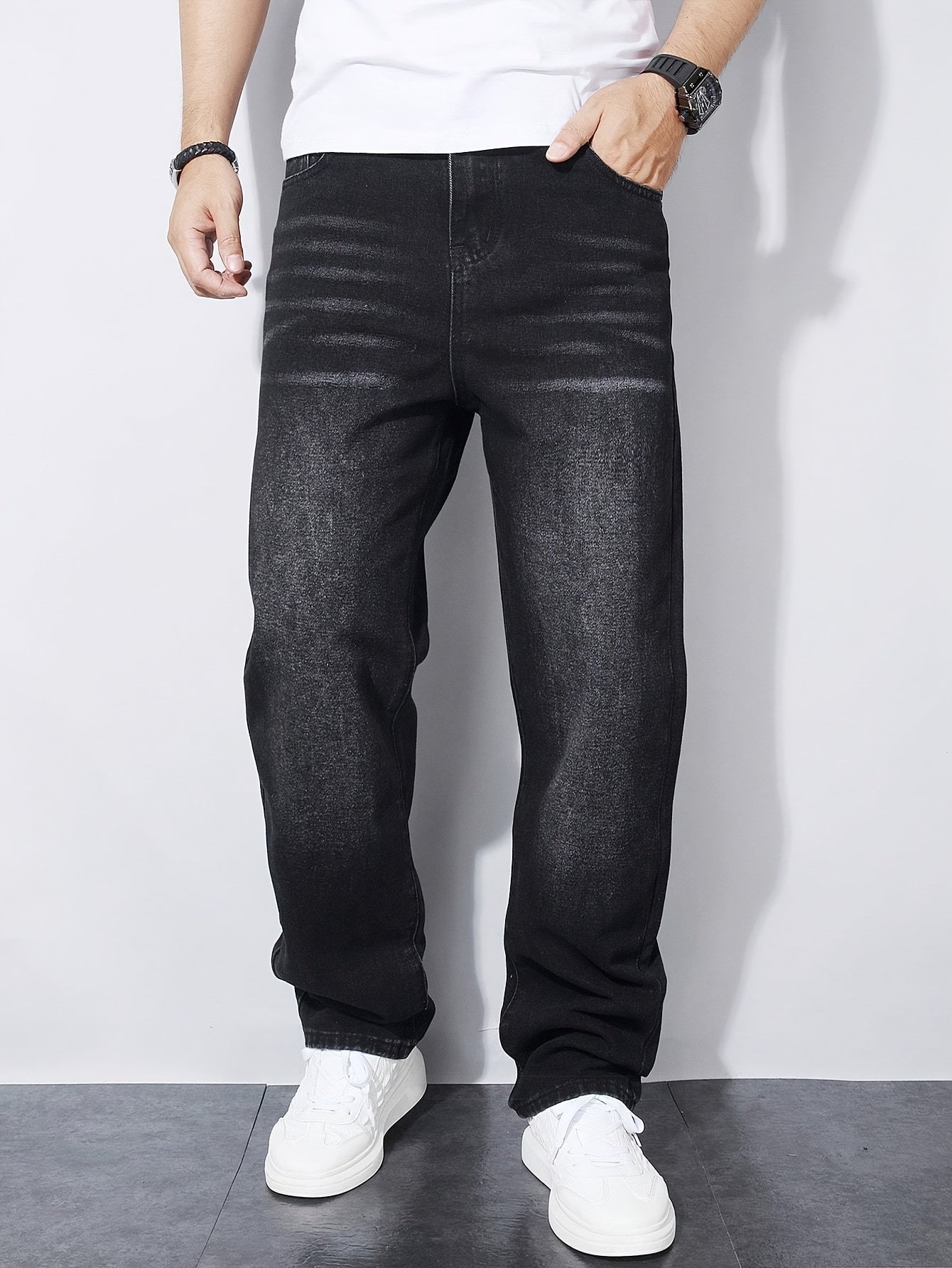 Jean droit en denim classique non extensible garçons du 13 au 16 ans