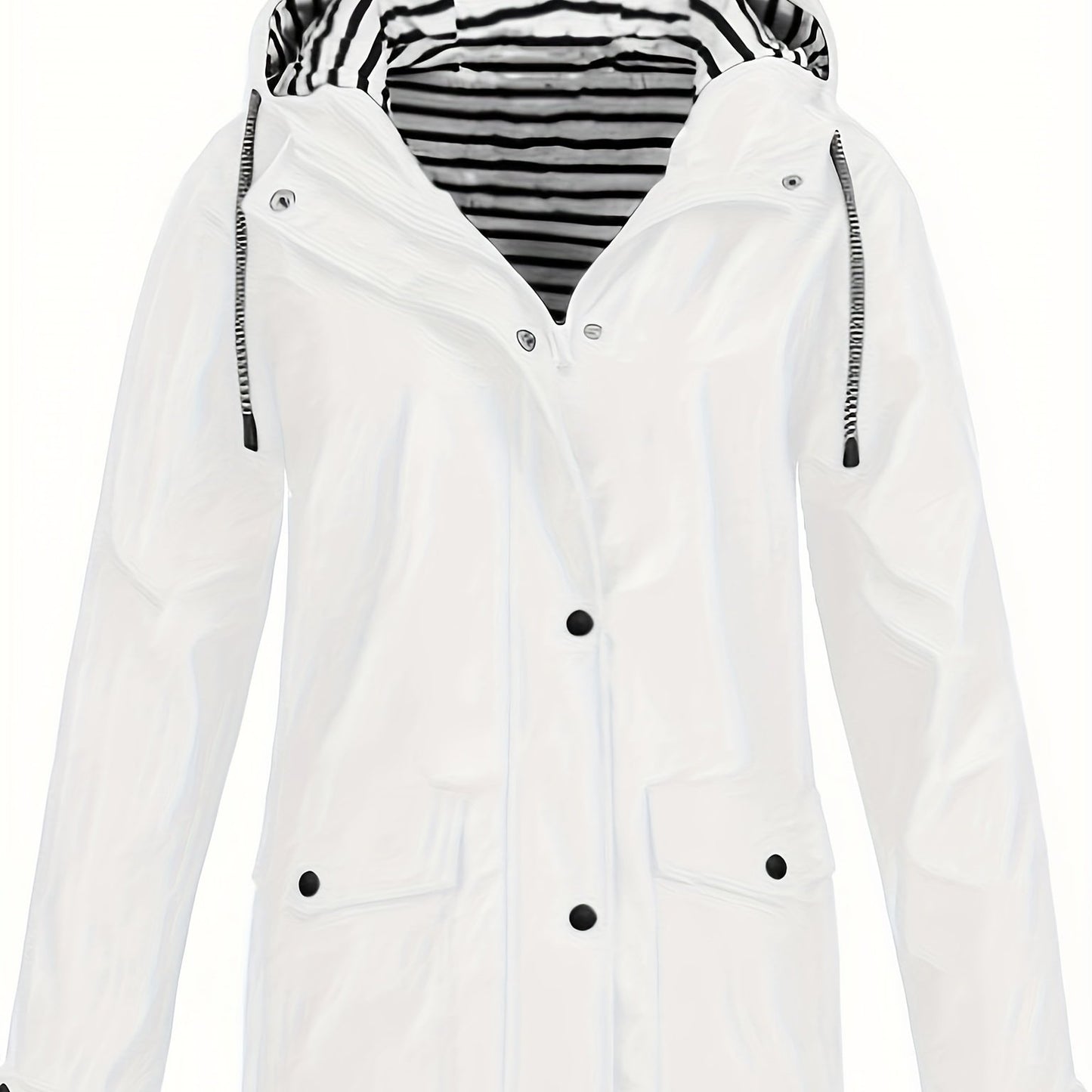 Veste longue à capuche rayée coupe vent femmes du 0XL au 5XL