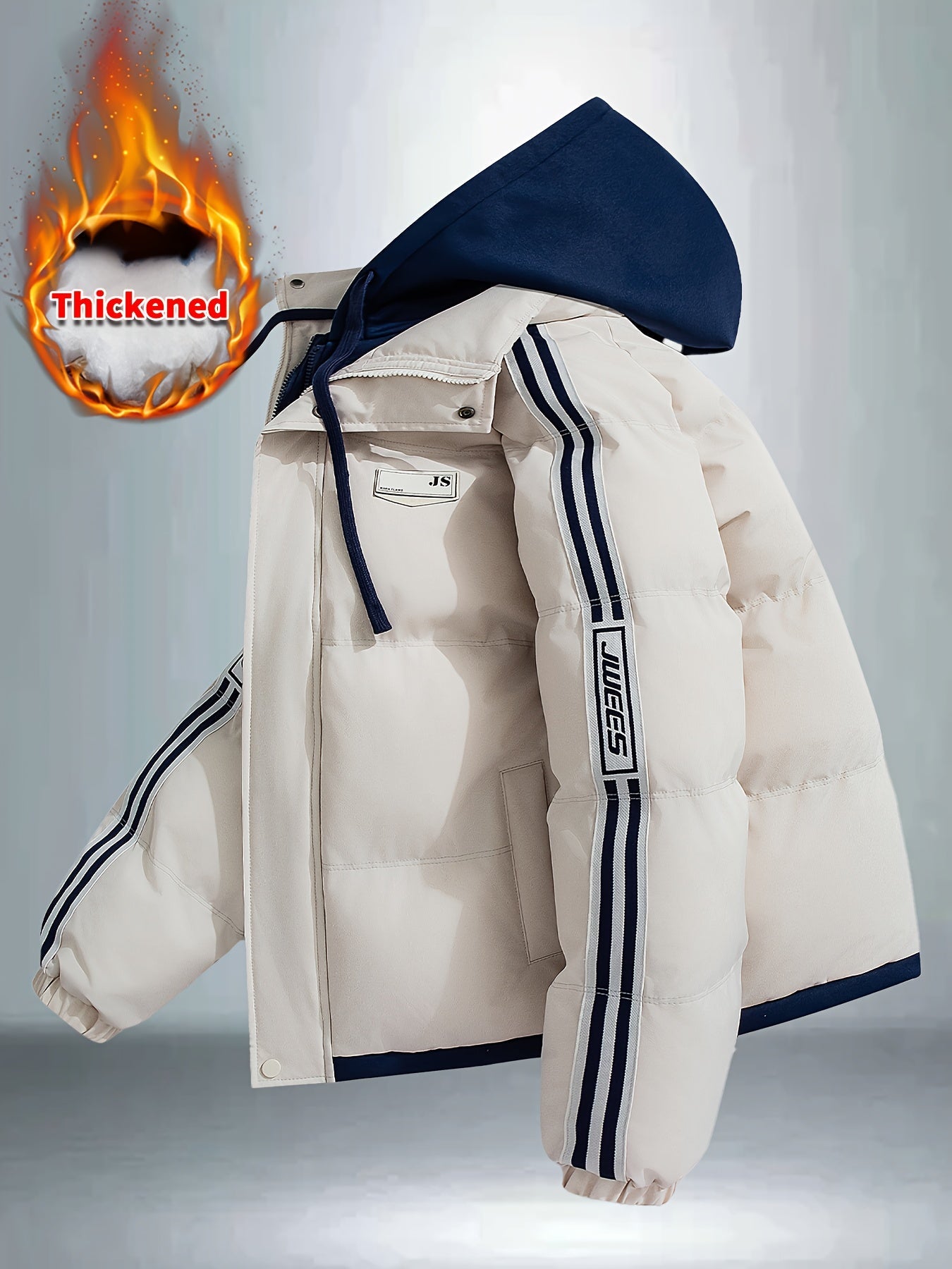 Blouson à capuche épais avec fermeture à glissière du S au 2XL MAEJORKEN