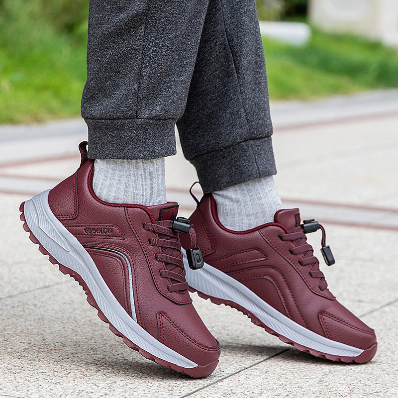 Women'S Non-Slip Walking Shoes - Slip-Resistant Rubber Sole, Cushioned TPR Outsole, Lace-Up Closure - All-Season Elderly Shoes for Seniors, Everyday & Formal Events - PU Synthetic Cover Upper - Non-Slip Grip for Stability & S MAEJORKEN