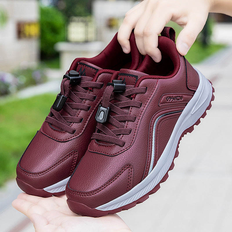 Women'S Non-Slip Walking Shoes - Slip-Resistant Rubber Sole, Cushioned TPR Outsole, Lace-Up Closure - All-Season Elderly Shoes for Seniors, Everyday & Formal Events - PU Synthetic Cover Upper - Non-Slip Grip for Stability & S MAEJORKEN