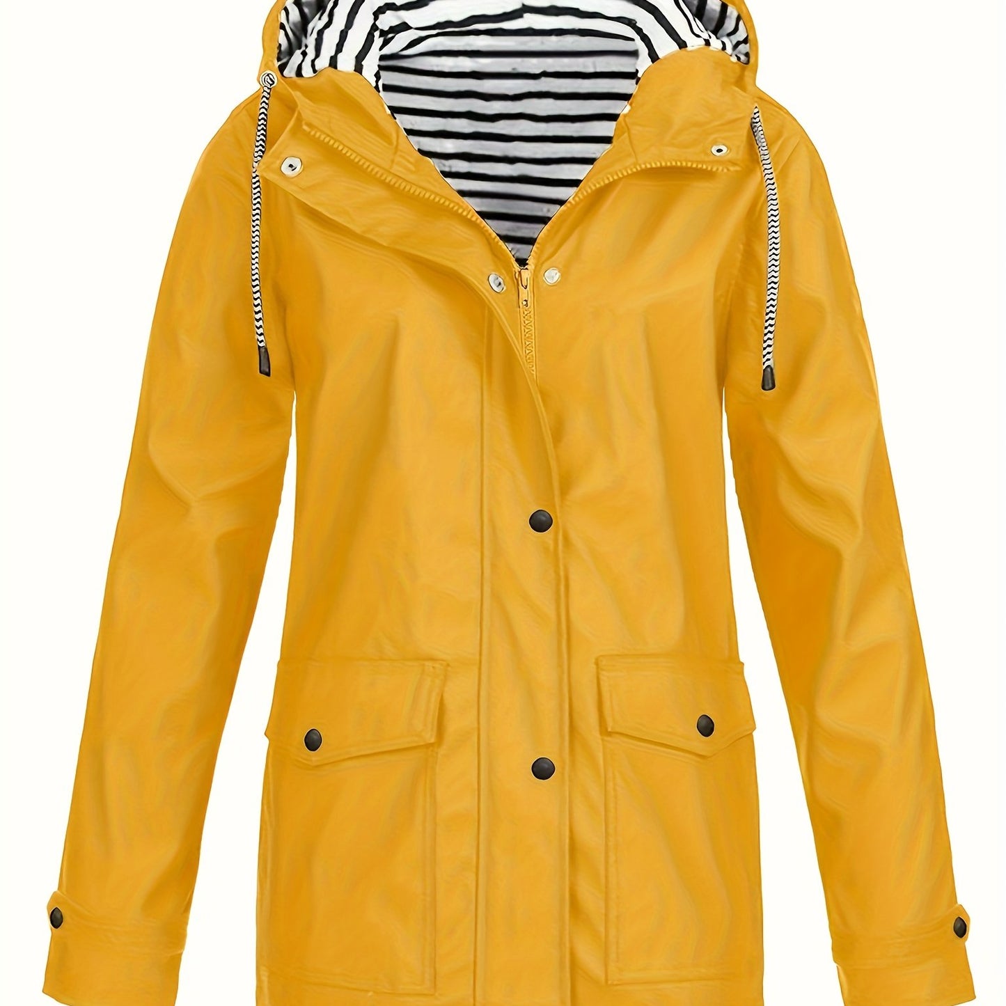 Veste longue à capuche rayée coupe vent femmes du 0XL au 5XL