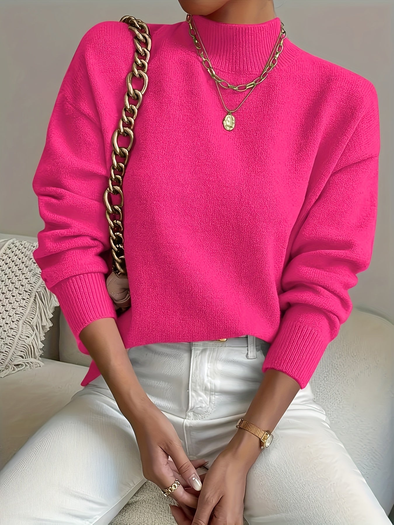 Pull en tricot à col montant grande taille du XL au 5XL MAEJORKEN