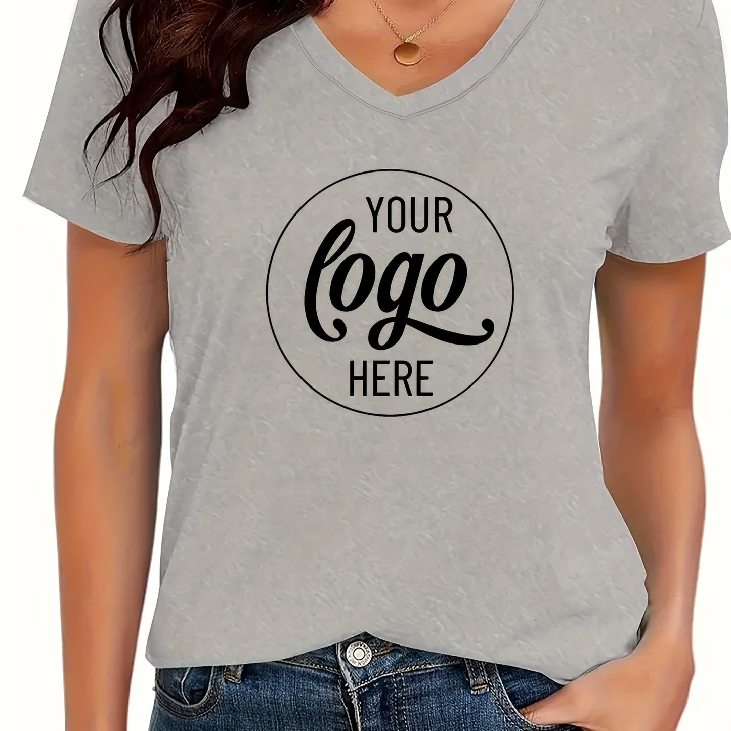 T-shirt décontracté personnalisable à col en V du S au 2XL