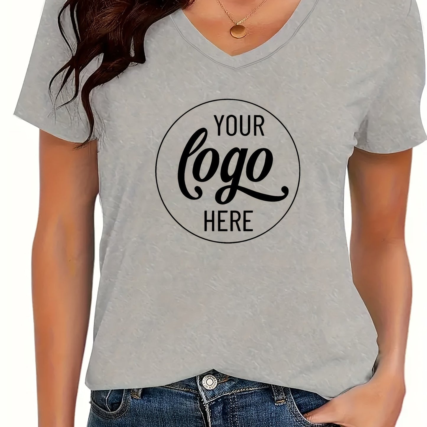 T-shirt décontracté personnalisable à col en V du S au 2XL MAEJORKEN