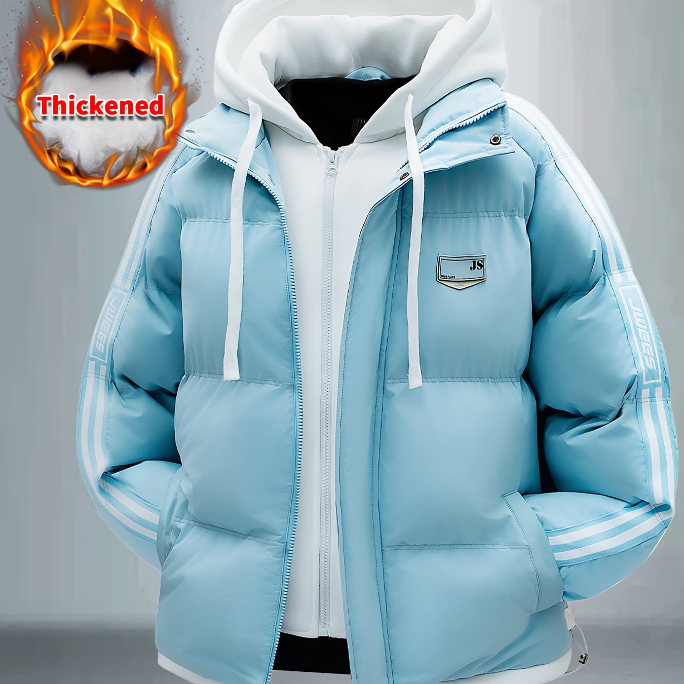 Blouson à capuche épais avec fermeture à glissière du S au 2XL MAEJORKEN