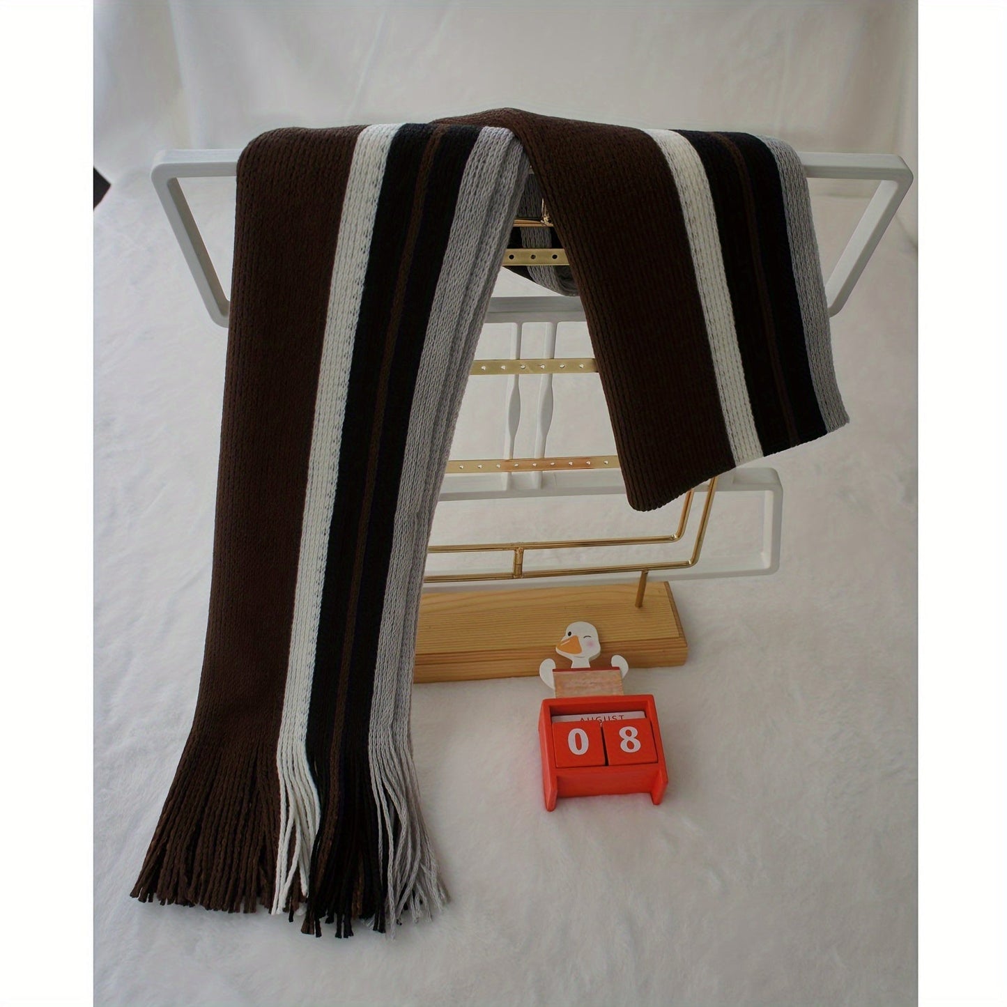Echarpe élégante en tricot rayé - acrylique chaud MAEJORKEN