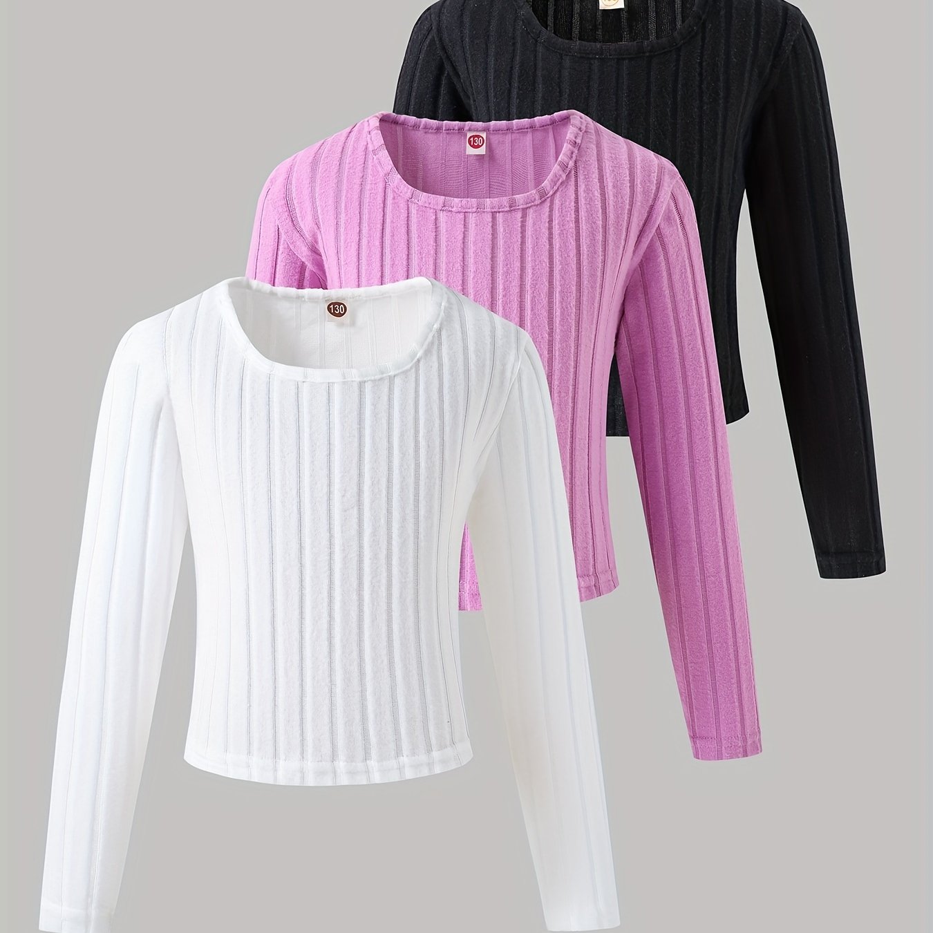 Lot de 3 t-shirts doublés polaire à manches longues pour filles du 5 au 14 ans