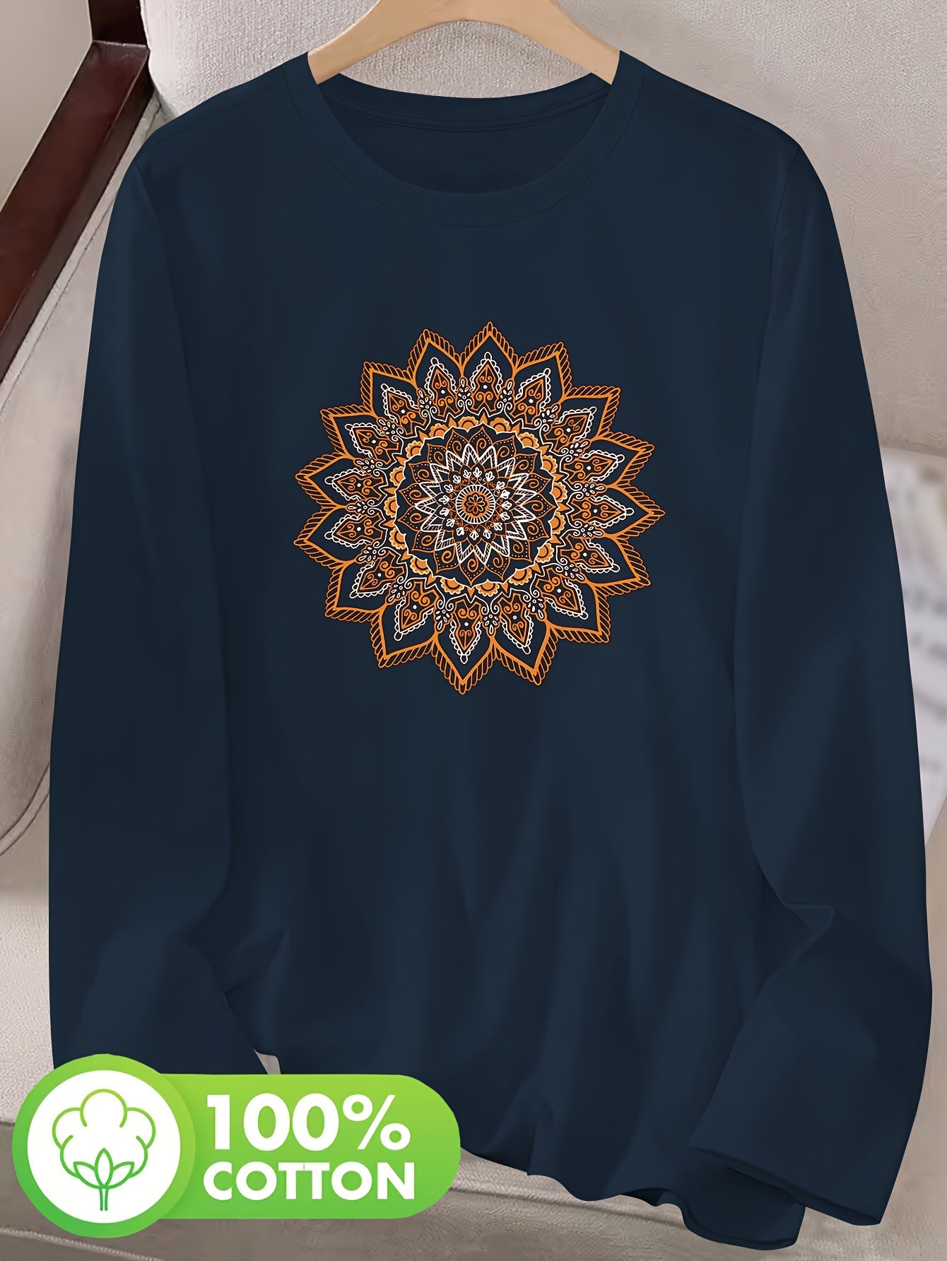 T-shirt à imprimé floral col rond 100% coton du S au 2XL MAEJORKEN